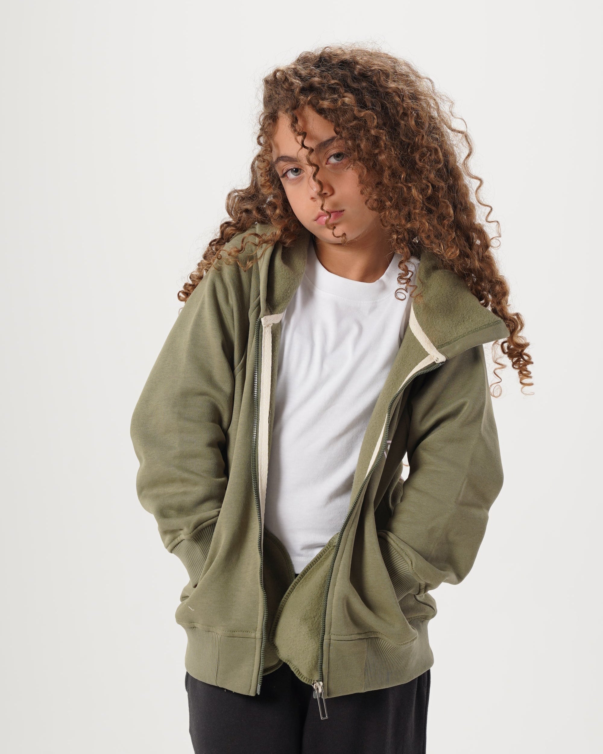 Girls Hoodied Zippered Sweatshirt