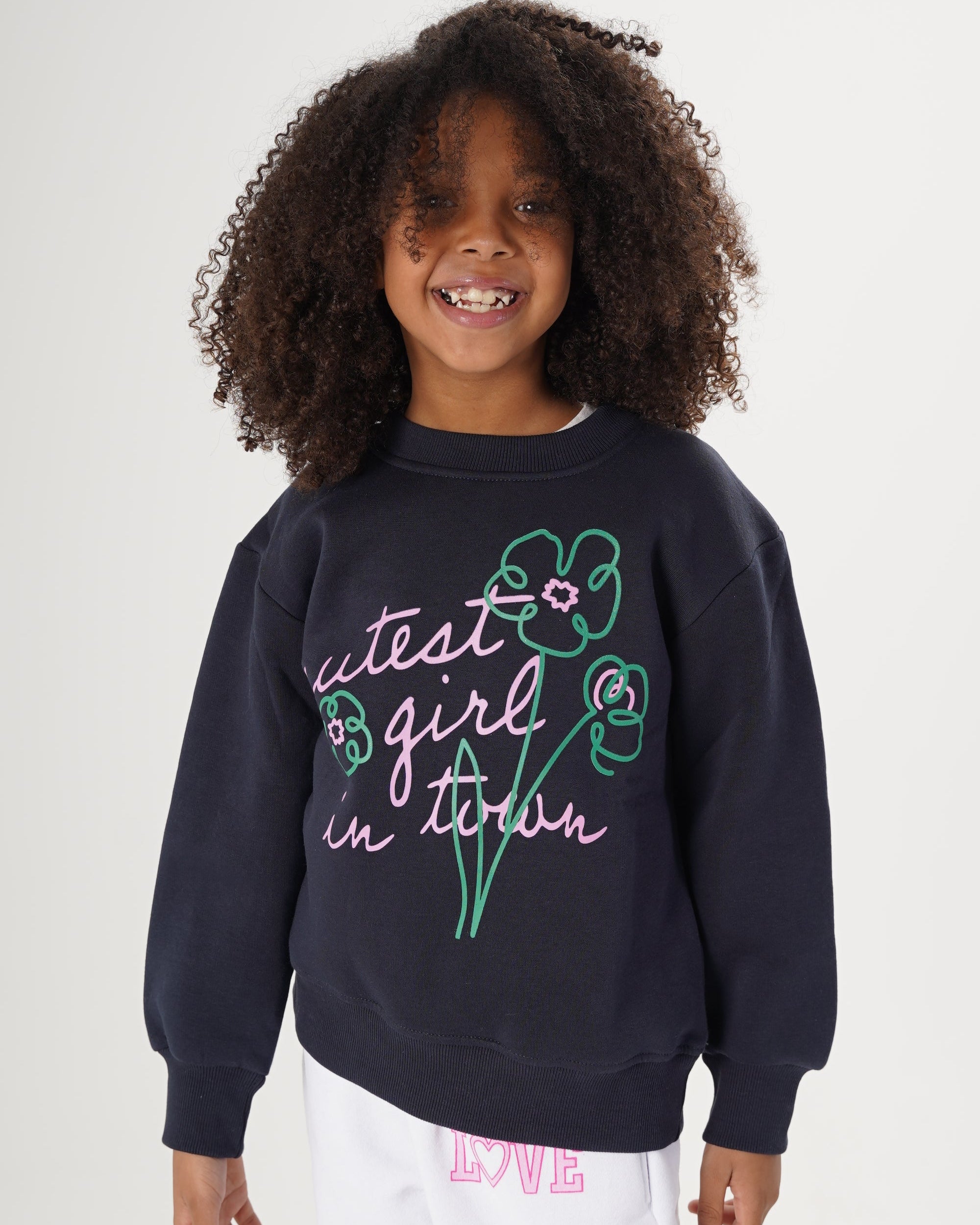 Girls Crewneck Printed Sweatshirt