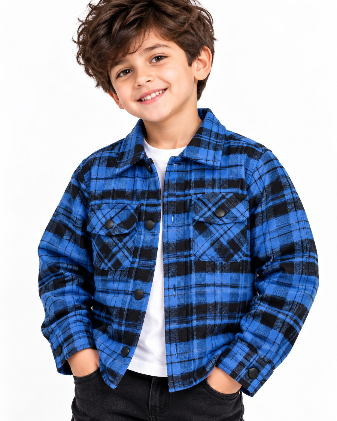 Boys Plaidded Jacket W/2 Pocket