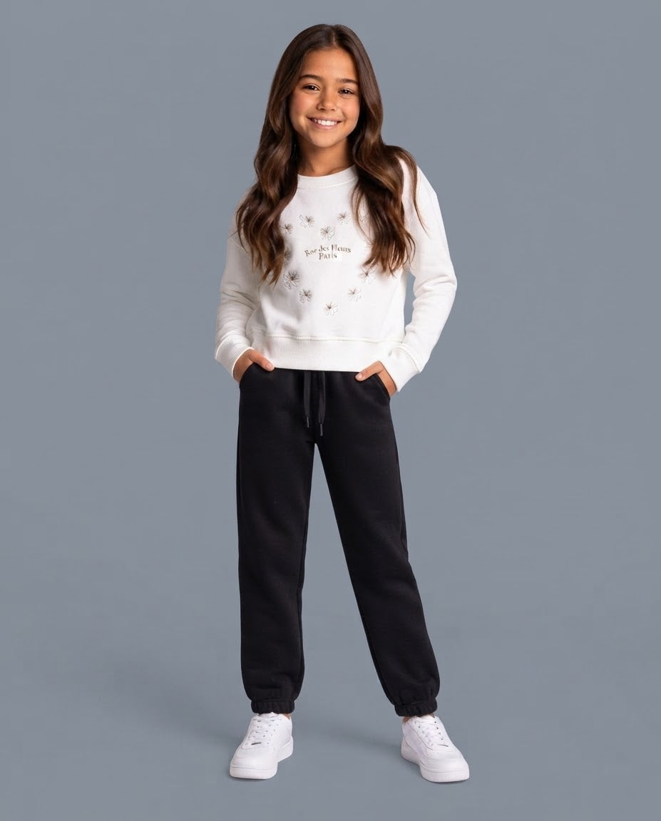 Girls Printed Round Neck Sweatshirt