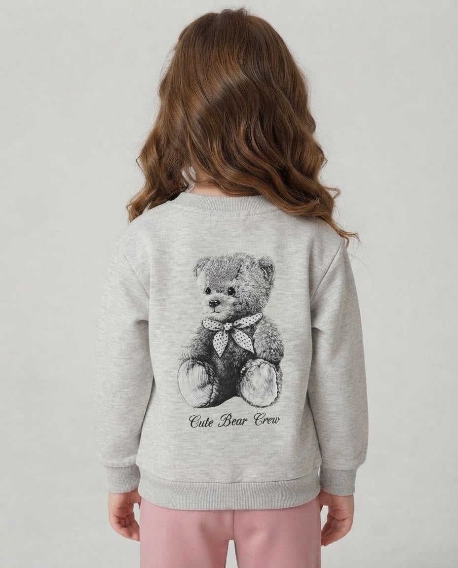 Girls Printed Bear Sweatshirt Round Neck