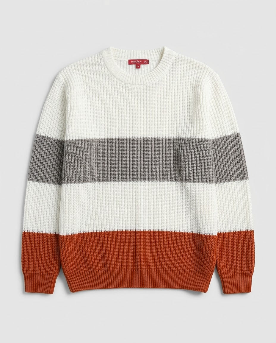 Women Stripped Pullover Round Neck