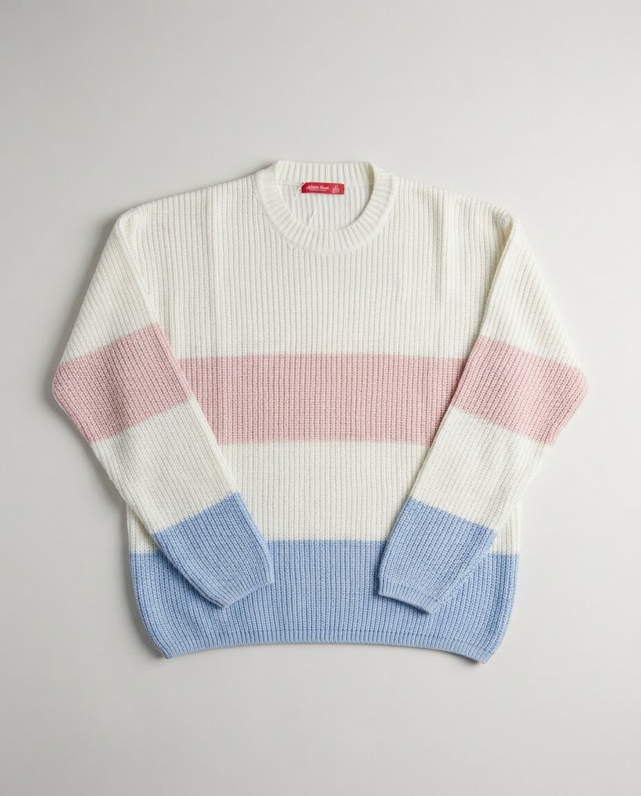 Women Stripped Pullover Round Neck