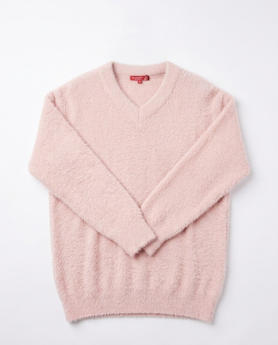 Women V Neck Mohair Pullover