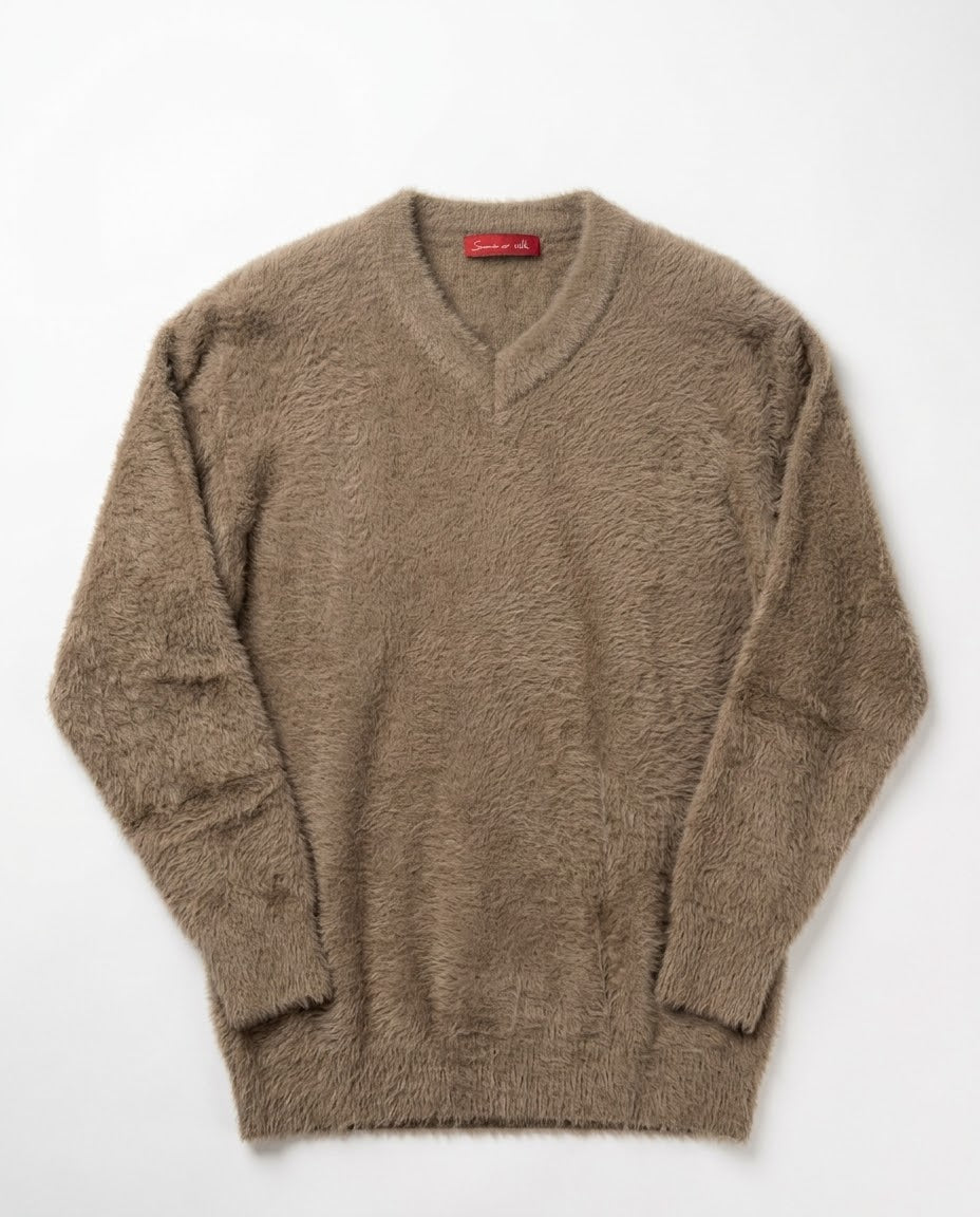 Women V Neck Mohair Pullover