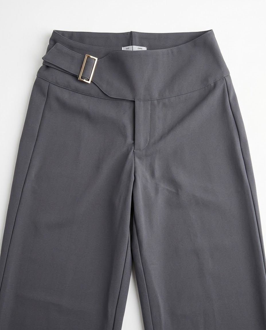 Wide Leg Trousers with Side Buckle
