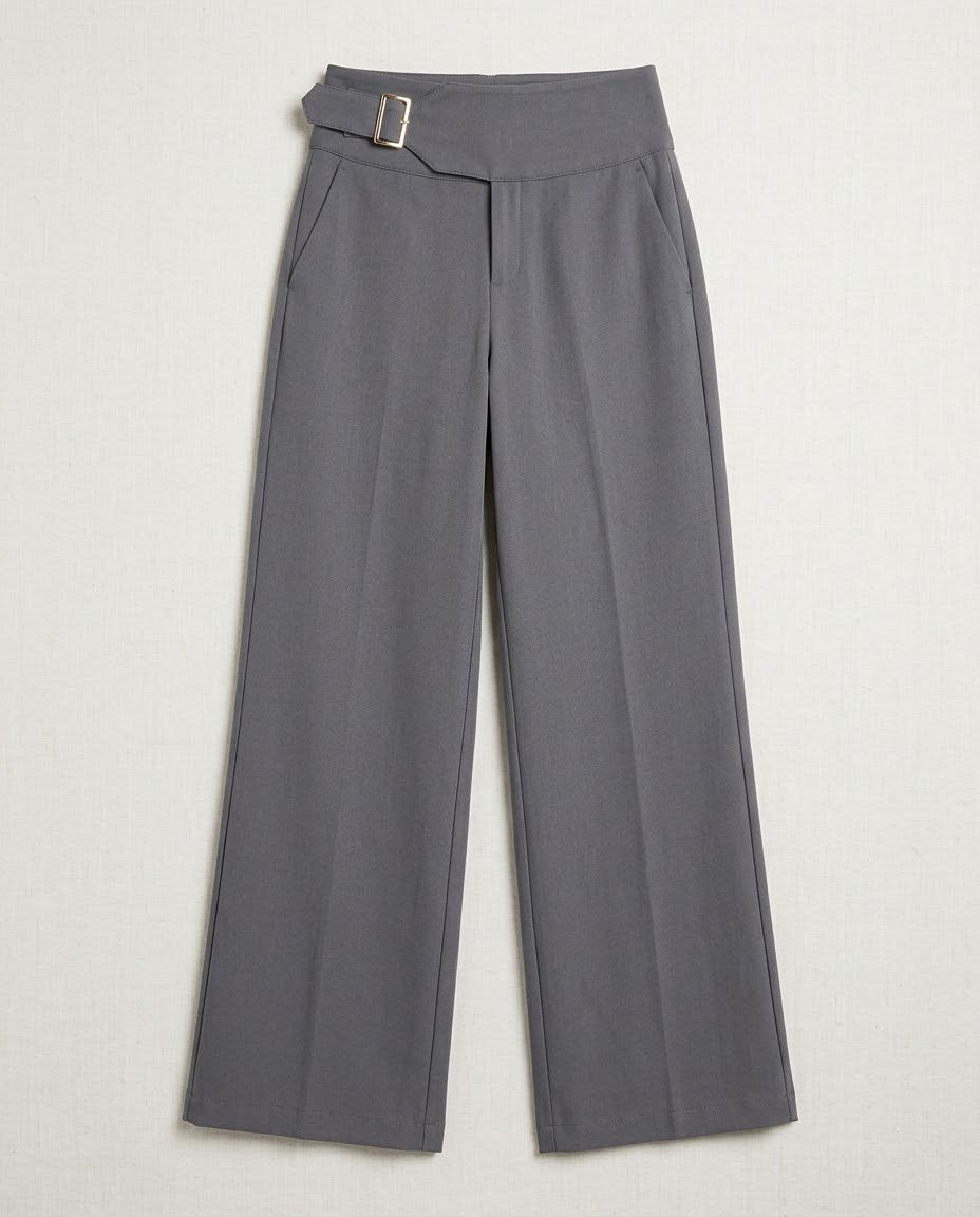 Wide Leg Trousers with Side Buckle