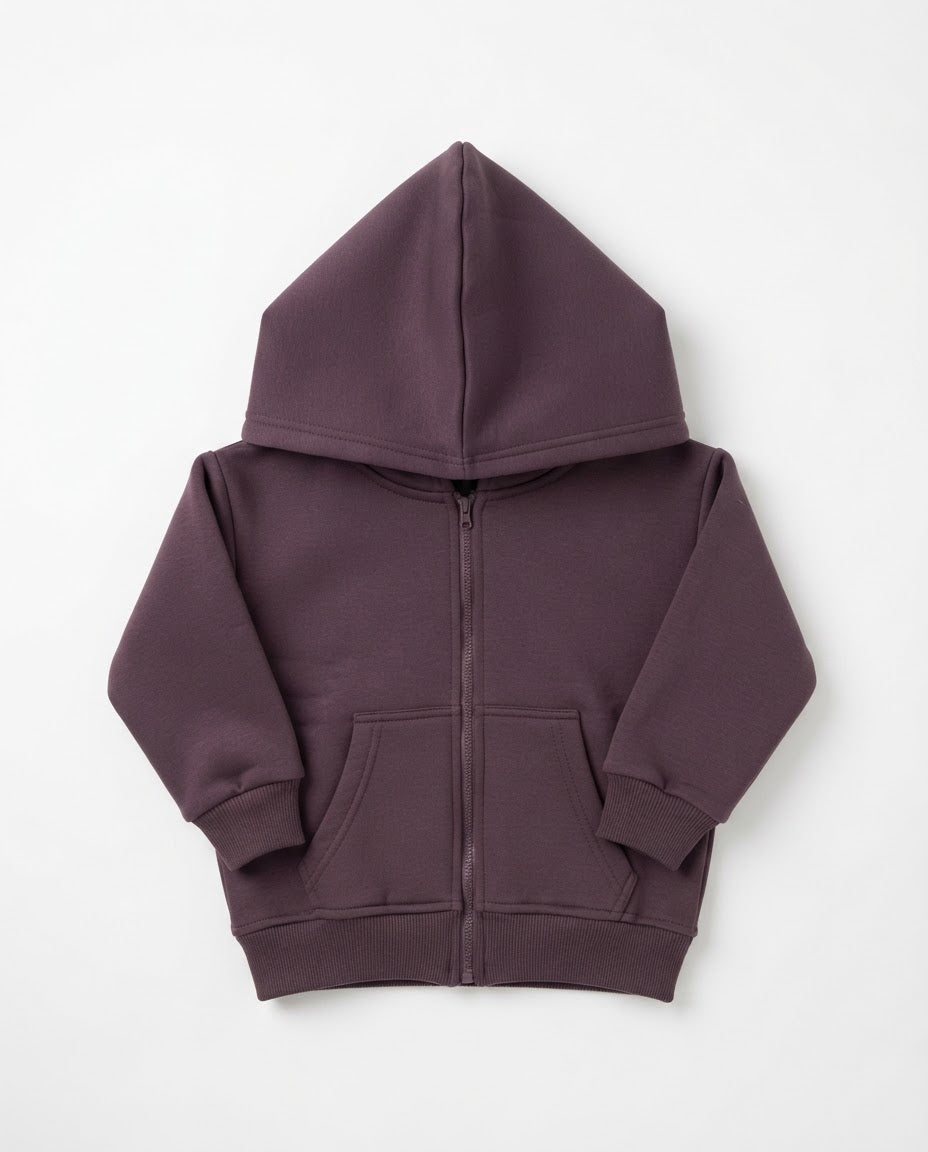Girls Hodded Plain Sweatshirt W/Zipper