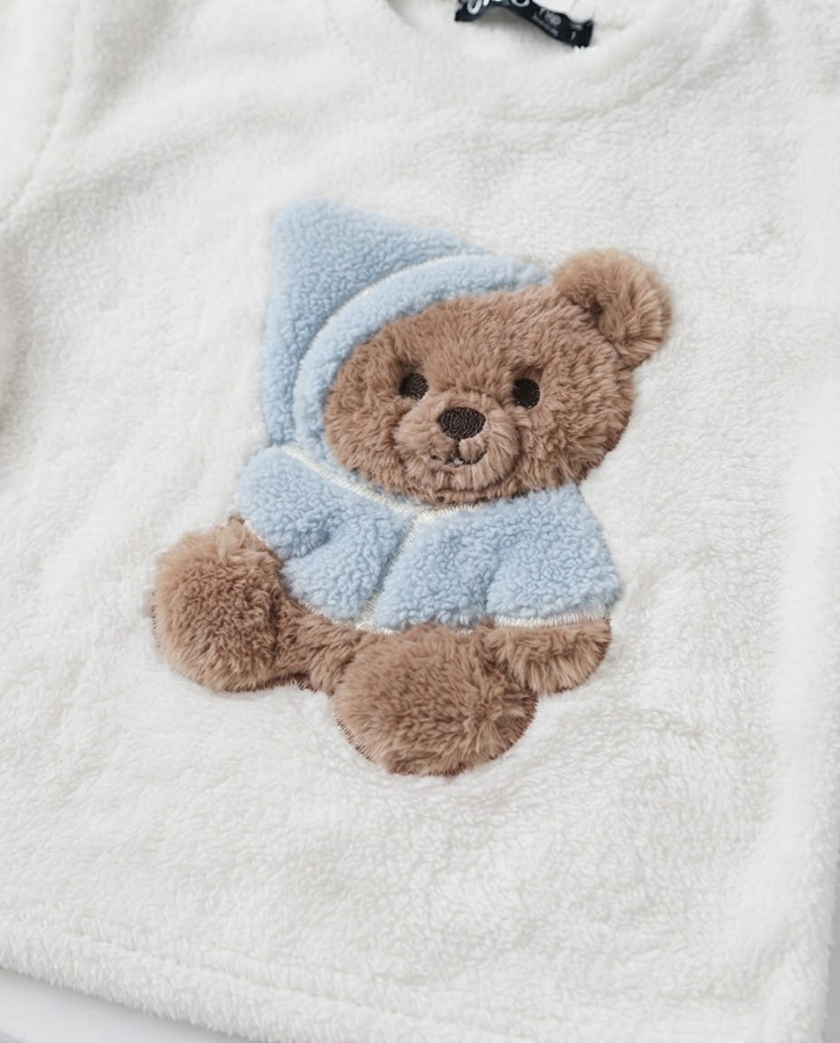 Girls Printed Bear Long Sleeves Pyjama