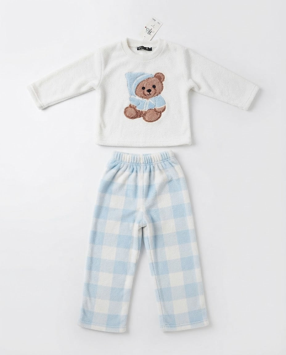 Girls Printed Bear Long Sleeves Pyjama
