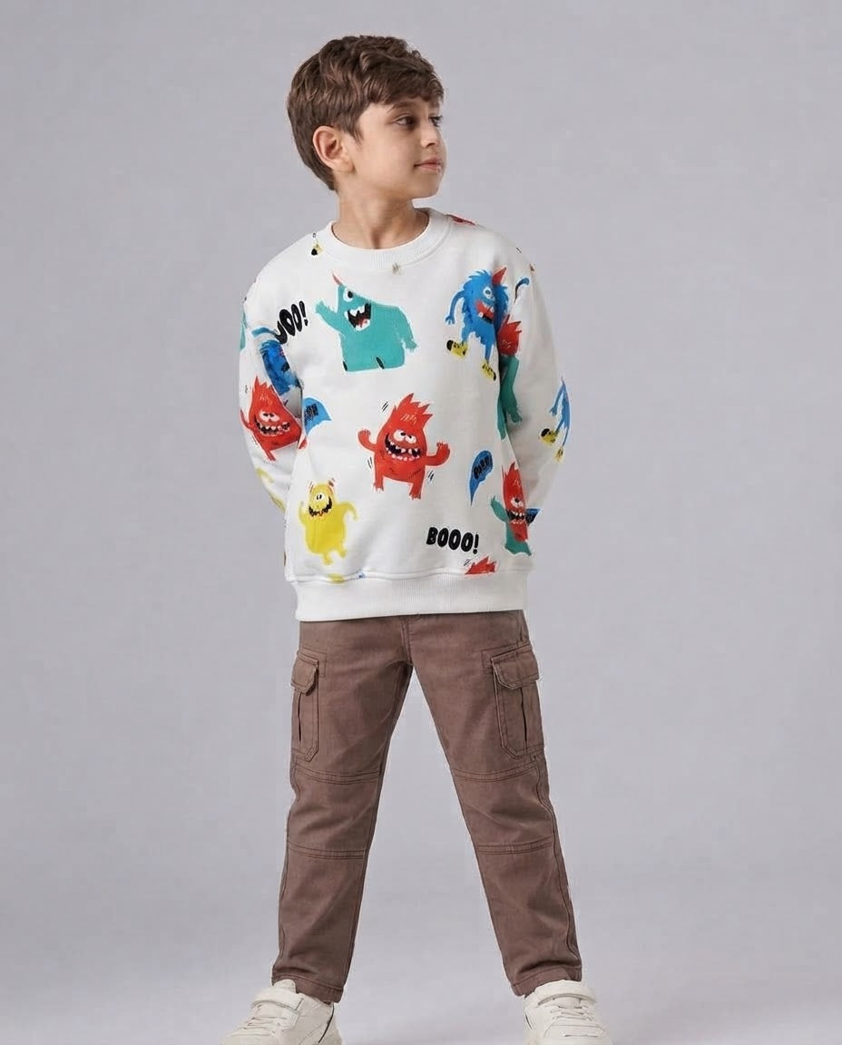 Boys Printed Sweatshirt W/Round Neck
