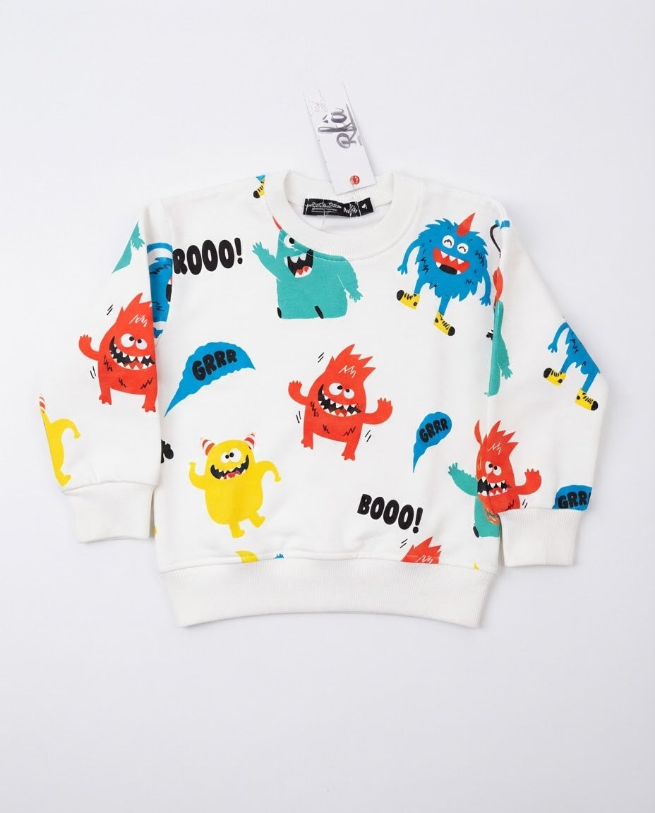 Boys Printed Sweatshirt W/Round Neck