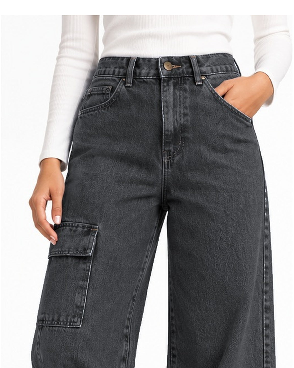 Women Wide leg Denim pants with pocket