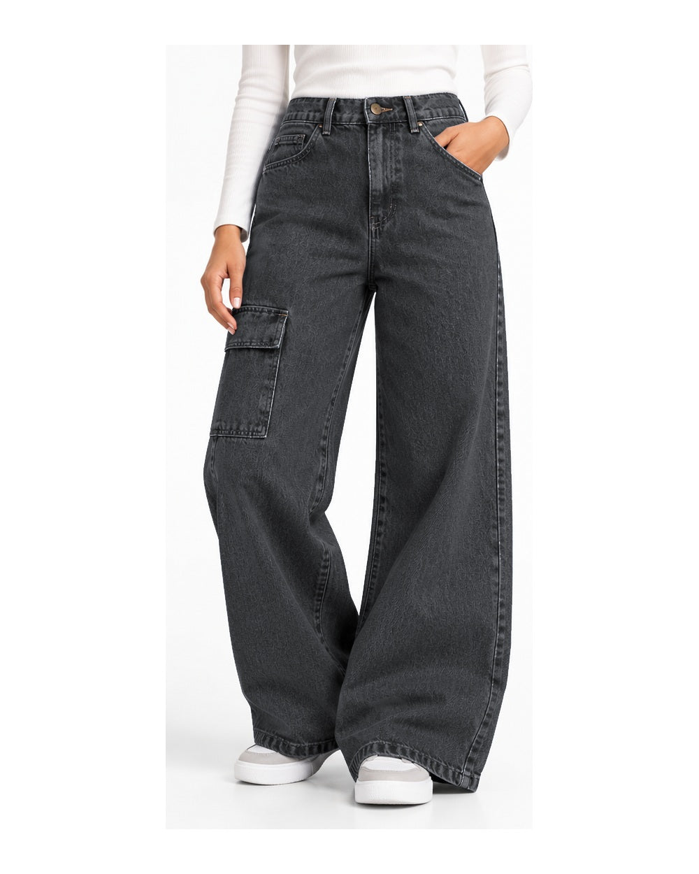 Women Wide leg Denim pants with pocket