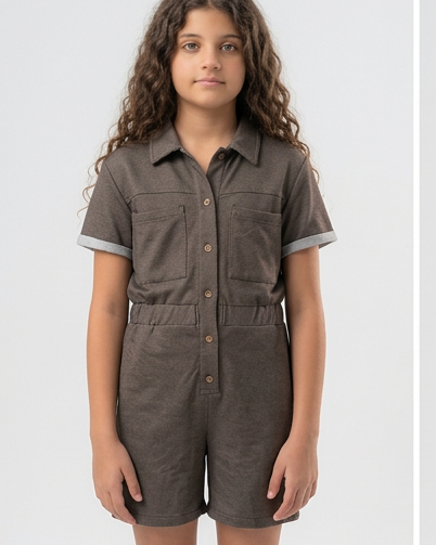 Girls Plain Half Slevees Jumpsuit