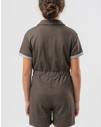 Girls Plain Half Slevees Jumpsuit