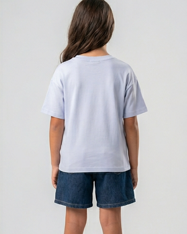 Girls Printed Flower Half Sleeves T-Shirt