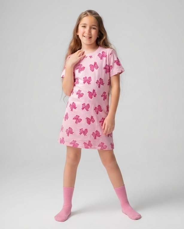 Girls Printed Half Sleeves Nightgown
