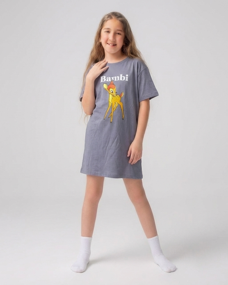 Girls Printed Bambi Short Sleeves Nightgown