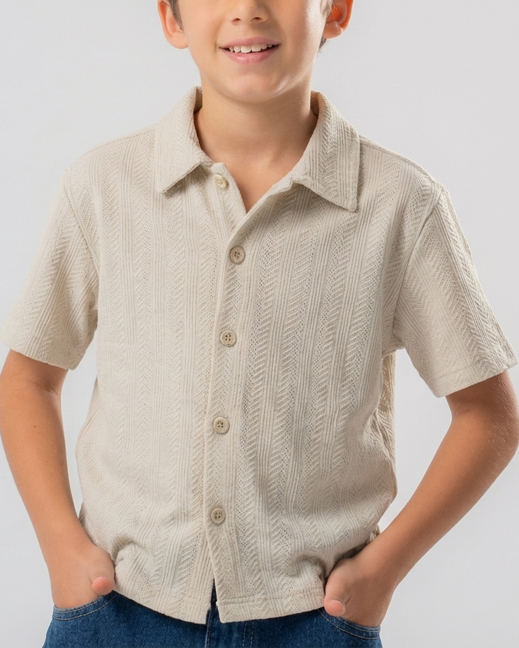 Boys Jaqured Half Sleeves Shirt
