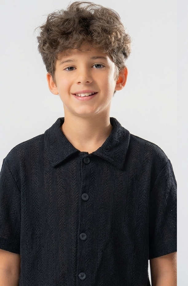 Boys Jaqured Half Sleeves Shirt