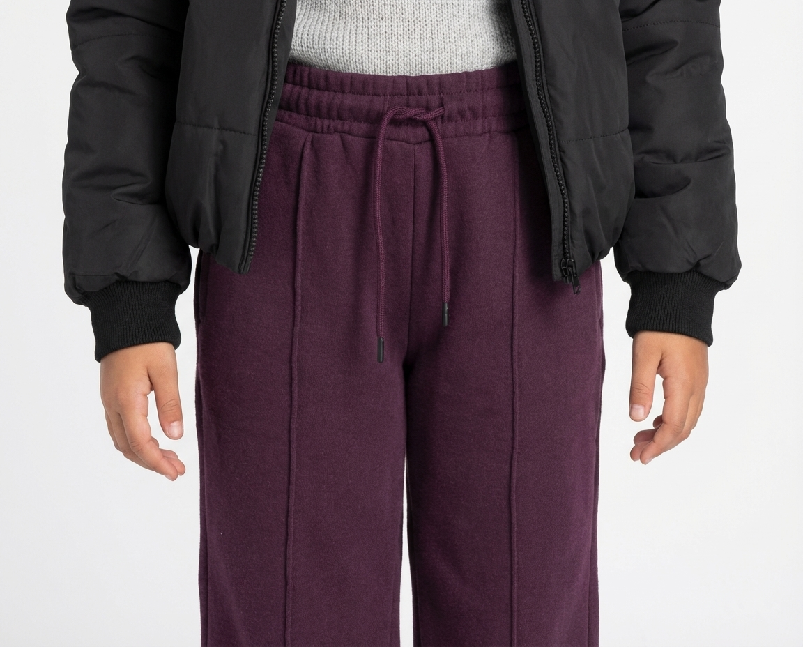 Girls Plain Melton Pant Wide Leg Fit