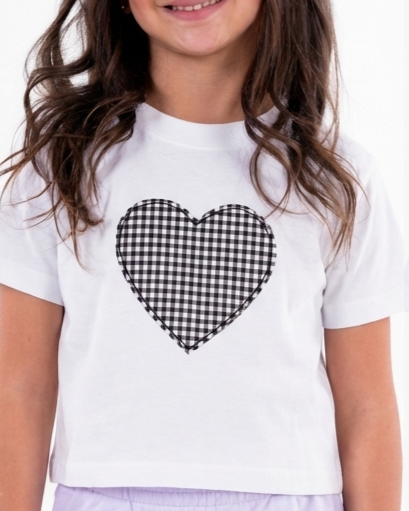 Girls Printed Heart Half Sleeves T-Shirt