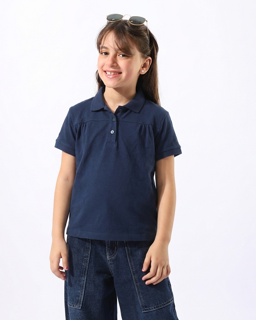 Girls Half Sleeves Polo T-Shirt