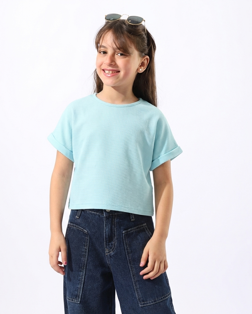 Girls Plain Half Sleeves T-Shirt