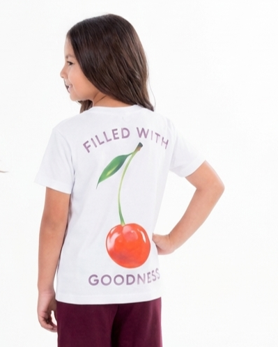 Girls Short Sleeves Printed Cherry T-shirt