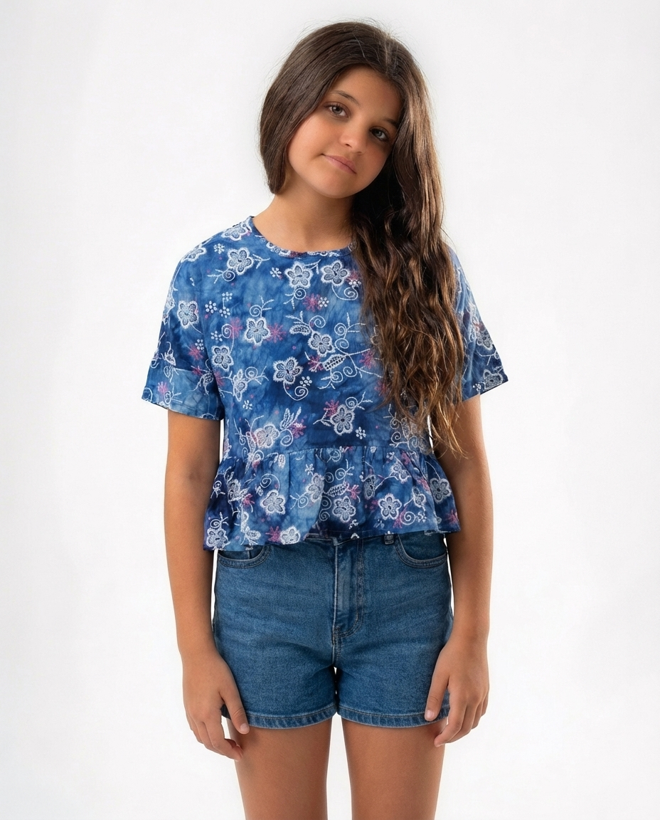 Girls Printed Half Sleeves Blouse