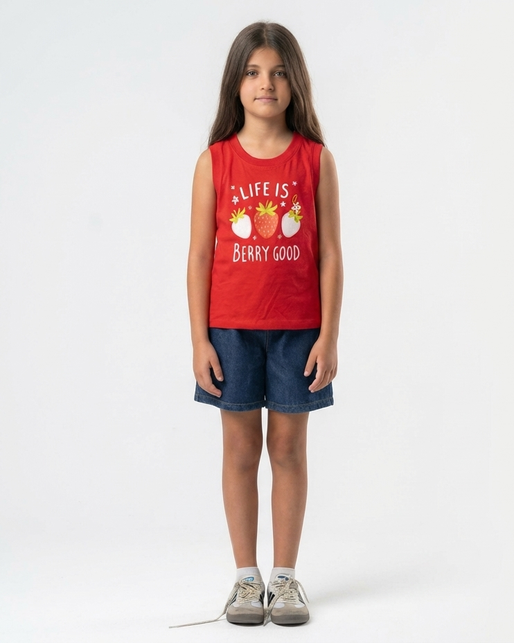 Girls Printed Strawberri Cut T-Shirt