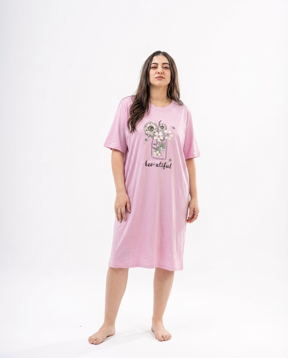 Women Printed Half Sleeves Nightgown
