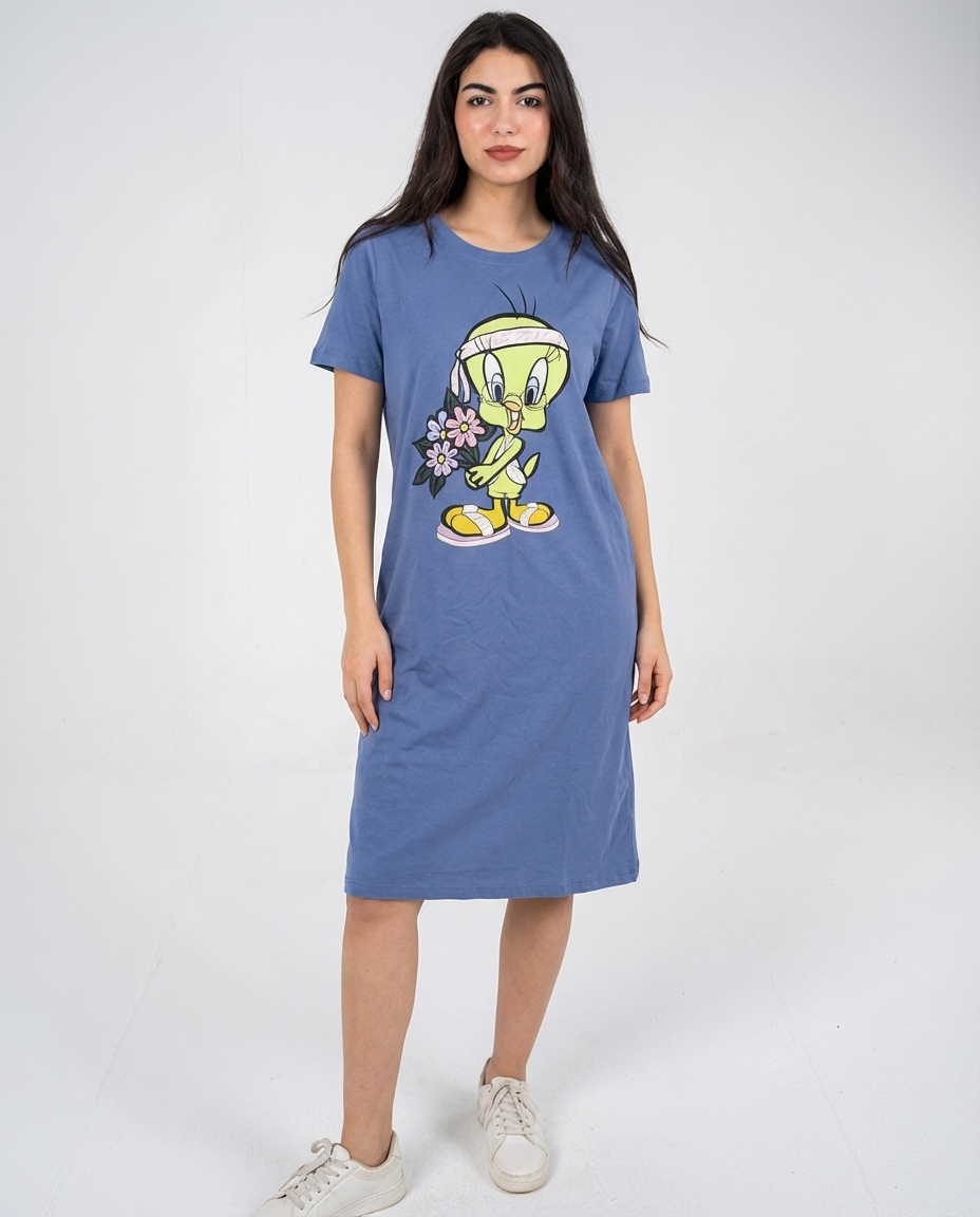 Women Printed Half Sleeves Nightgown