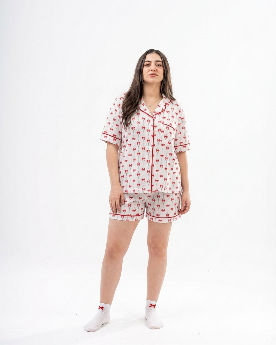 Women Printed Half-Sleeve Buttoned Top And Shorts Pajama