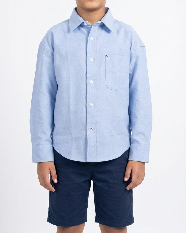Boys Plain Casual Long Sleeves Shirt