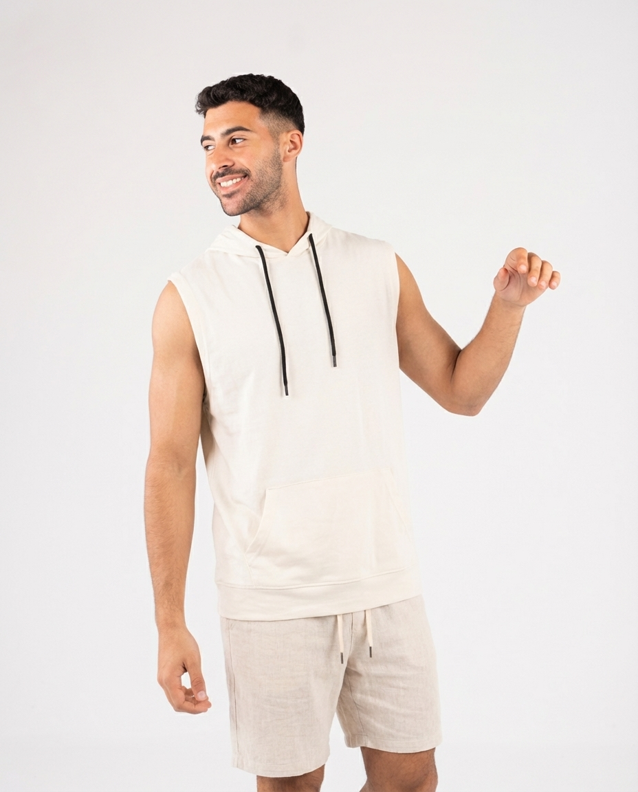 Men Cap Sleeve Hooded T-Shirt