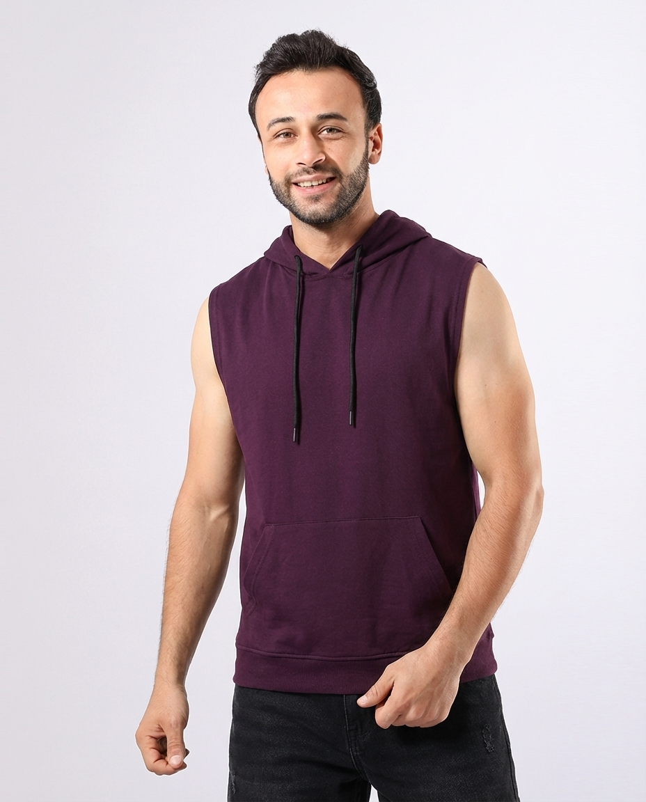 Men Cap Sleeve Hooded T-Shirt