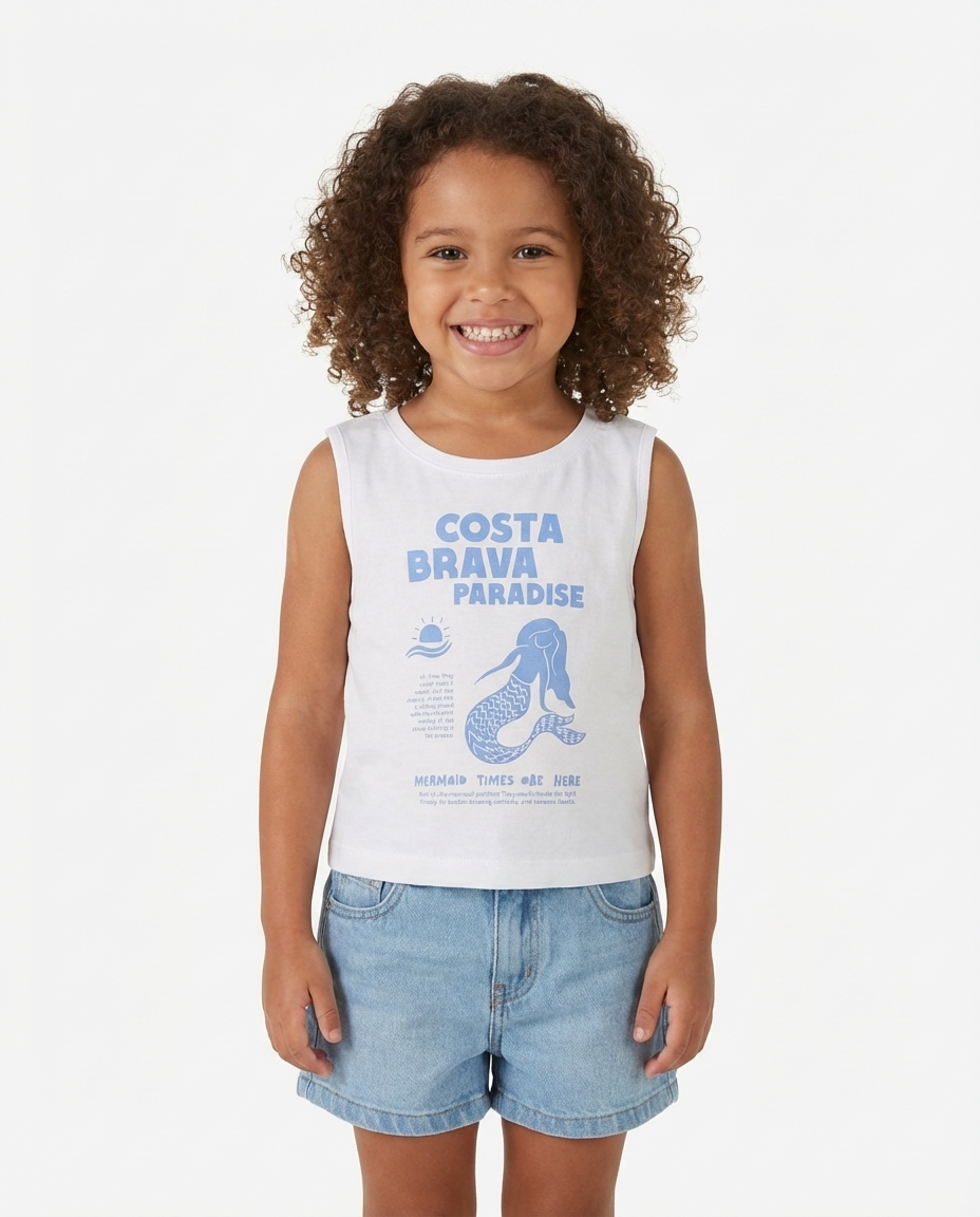 Girls Printed Costa Cut T-Shirt