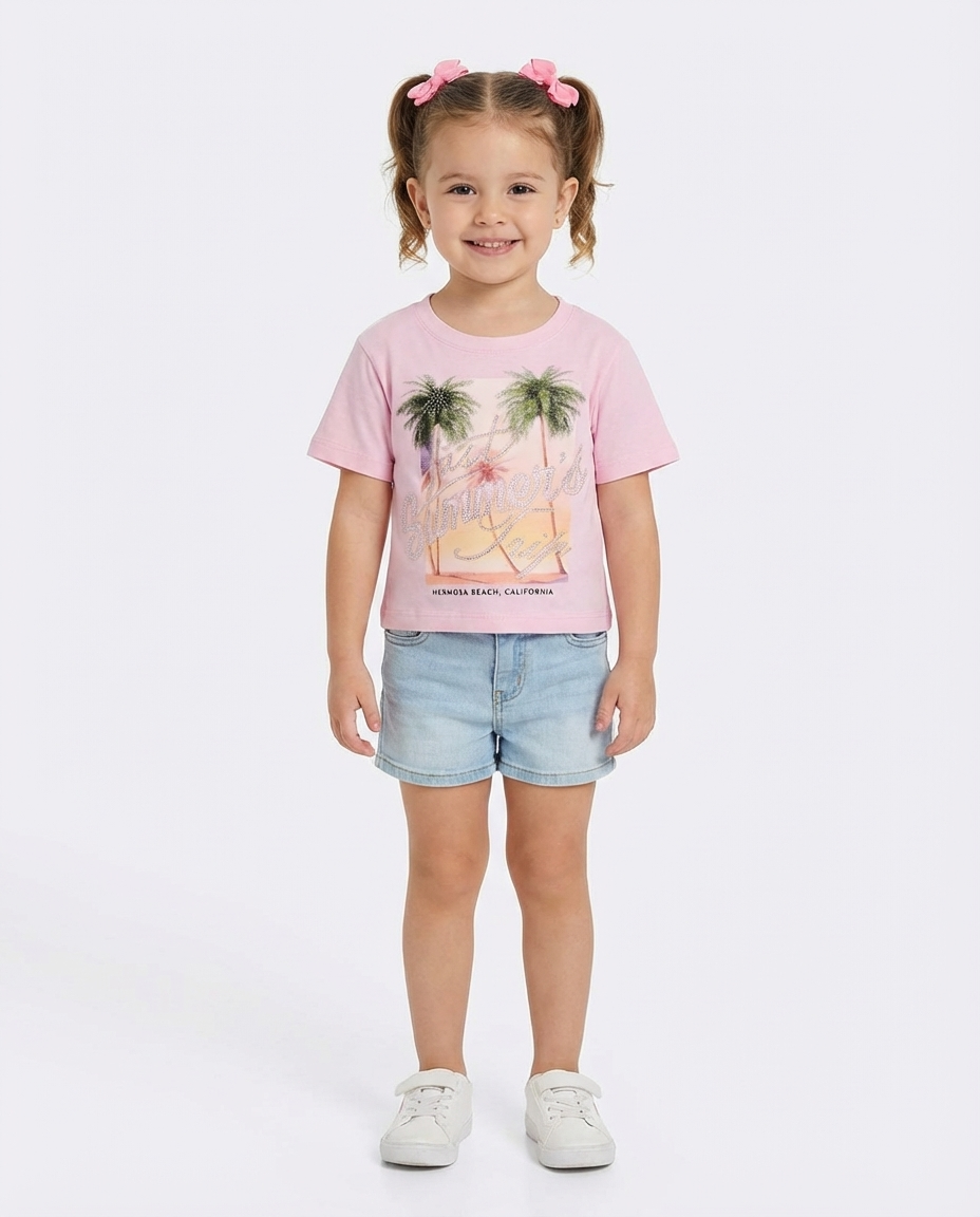 Girls Printed Summer Half Sleevess T-shirt