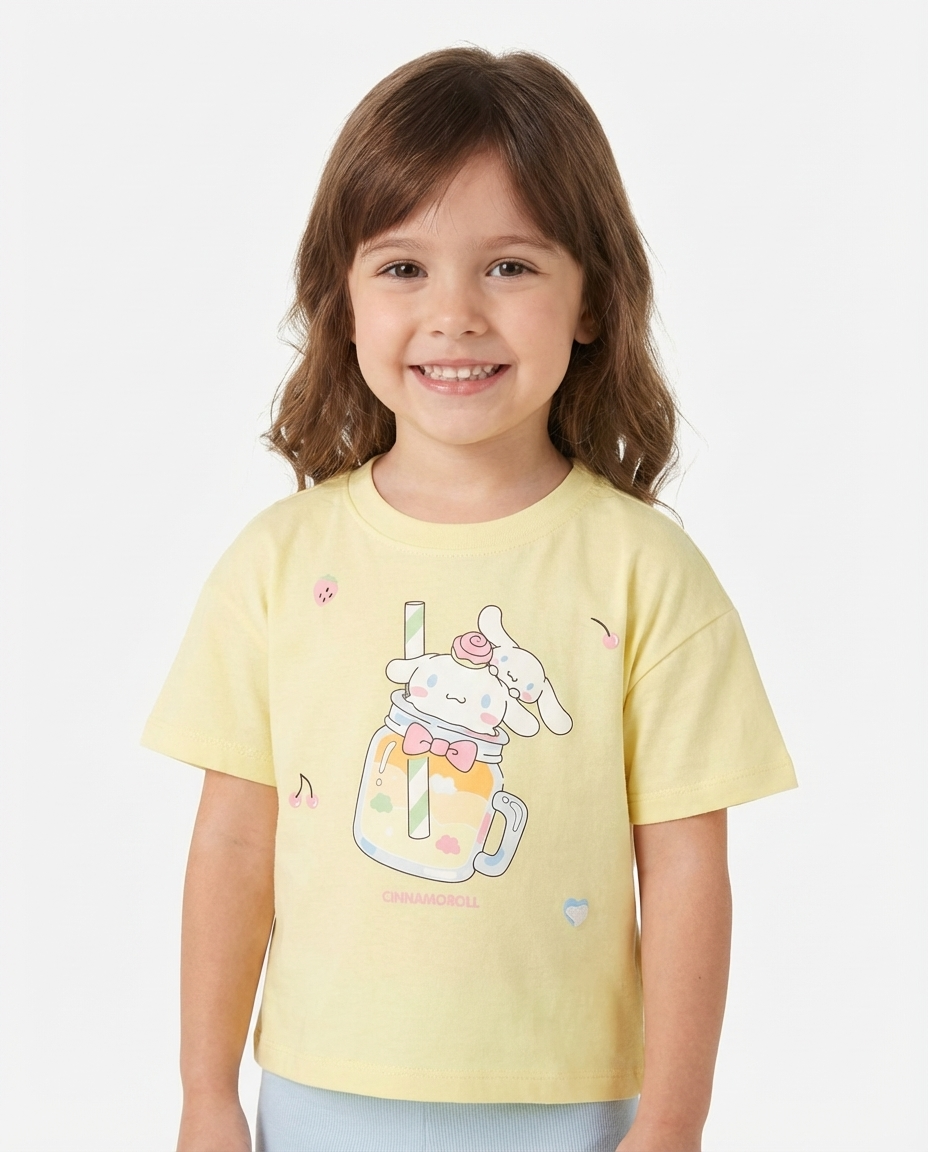 Girls Printed Cinnamoral Half Sleeves T-shirt