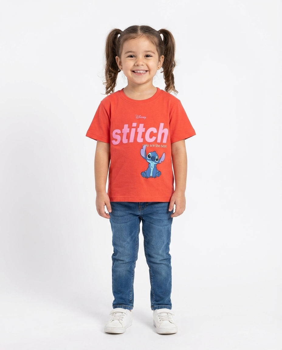 Girls Printed Stitich Half Sleeves T-shirt
