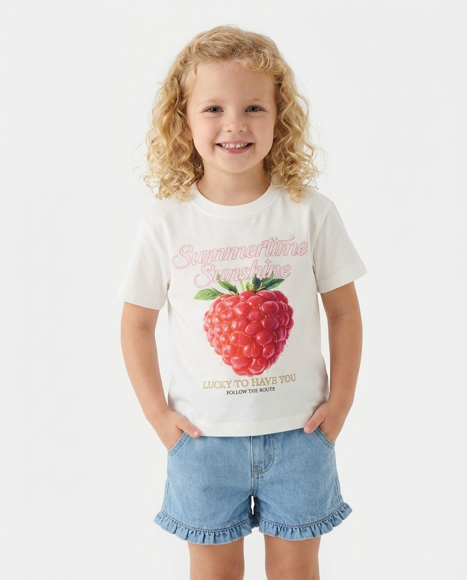 Girls Printed Half Sleeves T-shirt