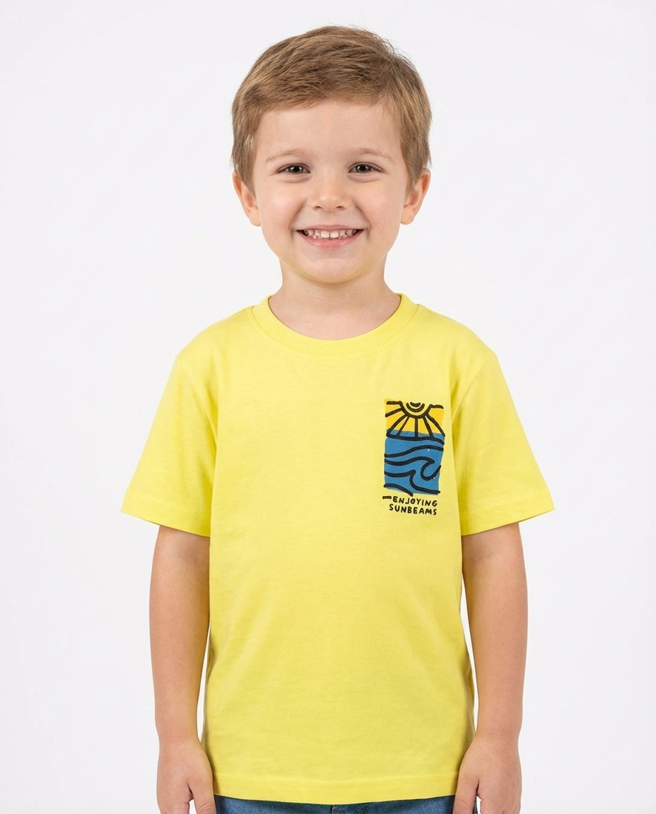 تي شيرت ولادي نص كم مطبوع