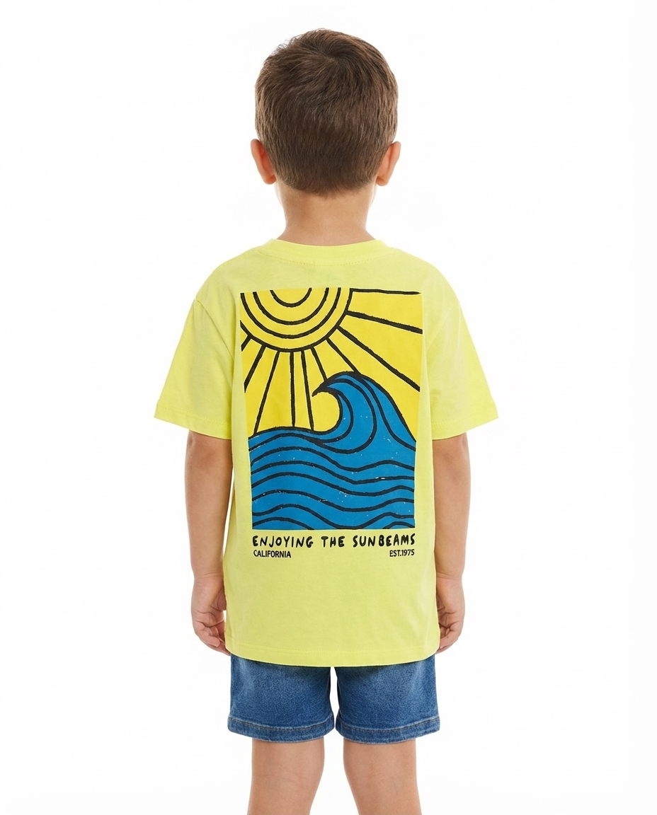 تي شيرت ولادي نص كم مطبوع