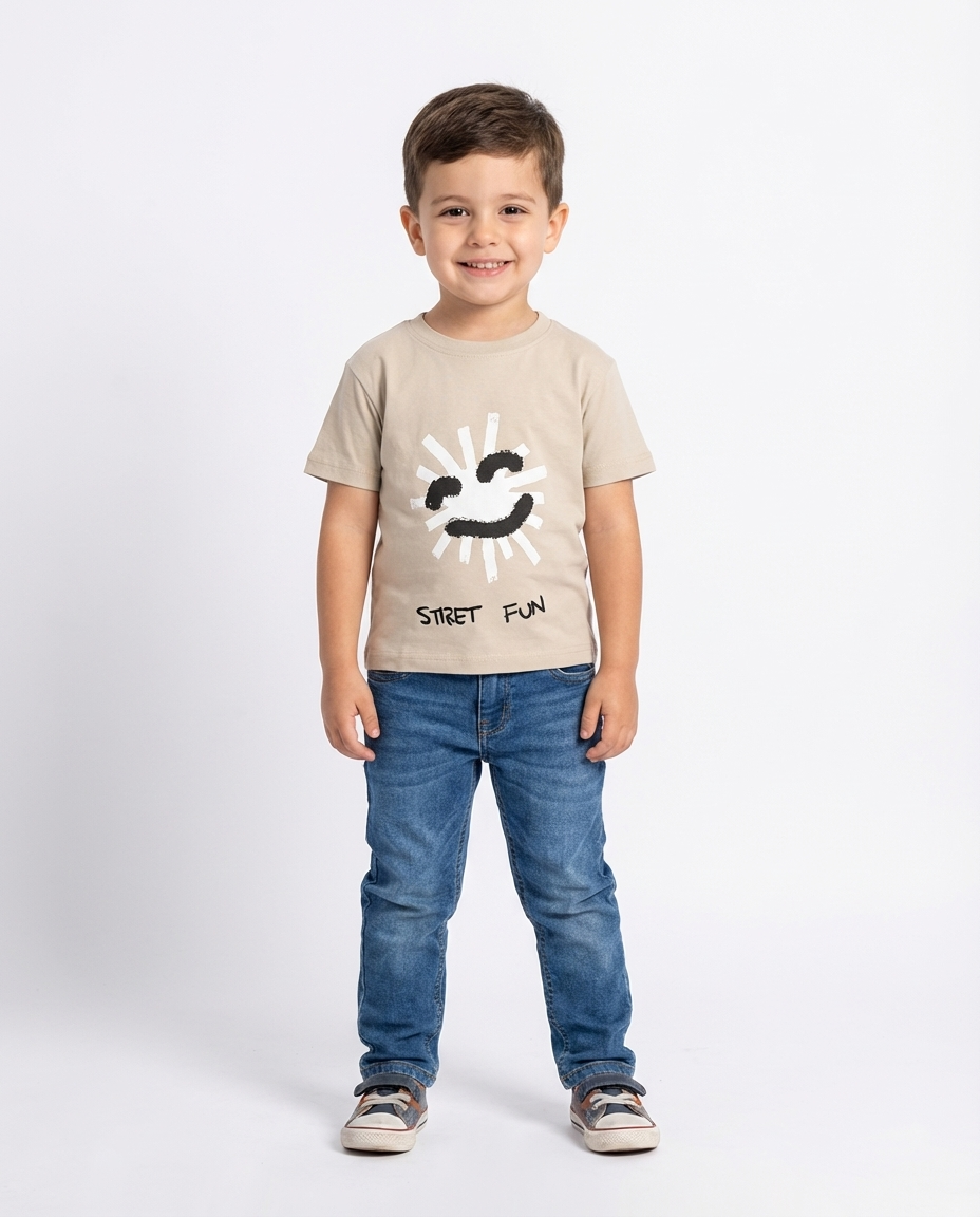 Boys Printed Half Sleeves T-shirt Over Size