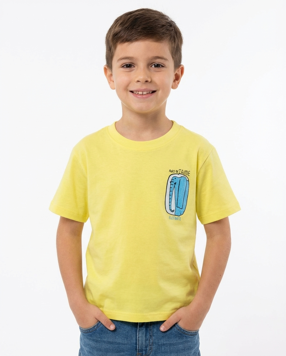 تي شيرت ولادي نص كم مطبوع