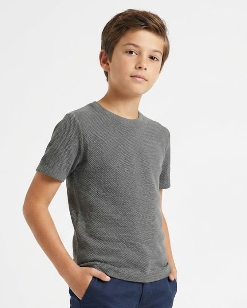 Boys Jaqured Half Sleeves T-shirt