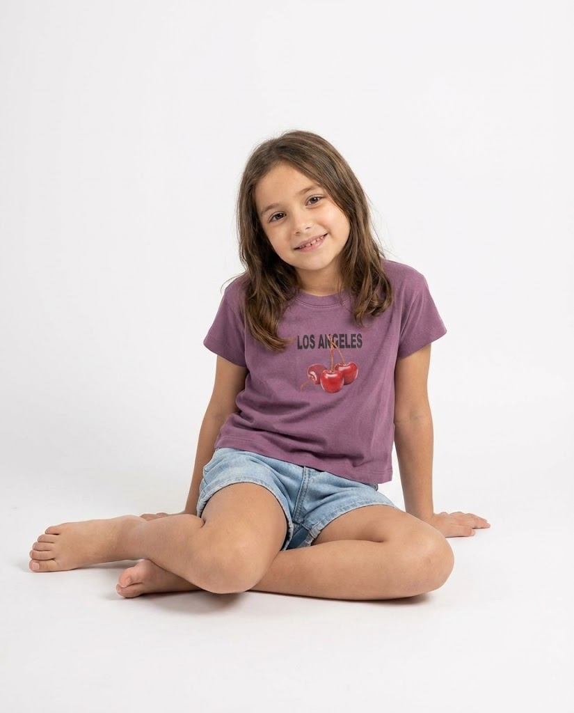 Girls Printed Cheery Short Sleeves T-Shirt