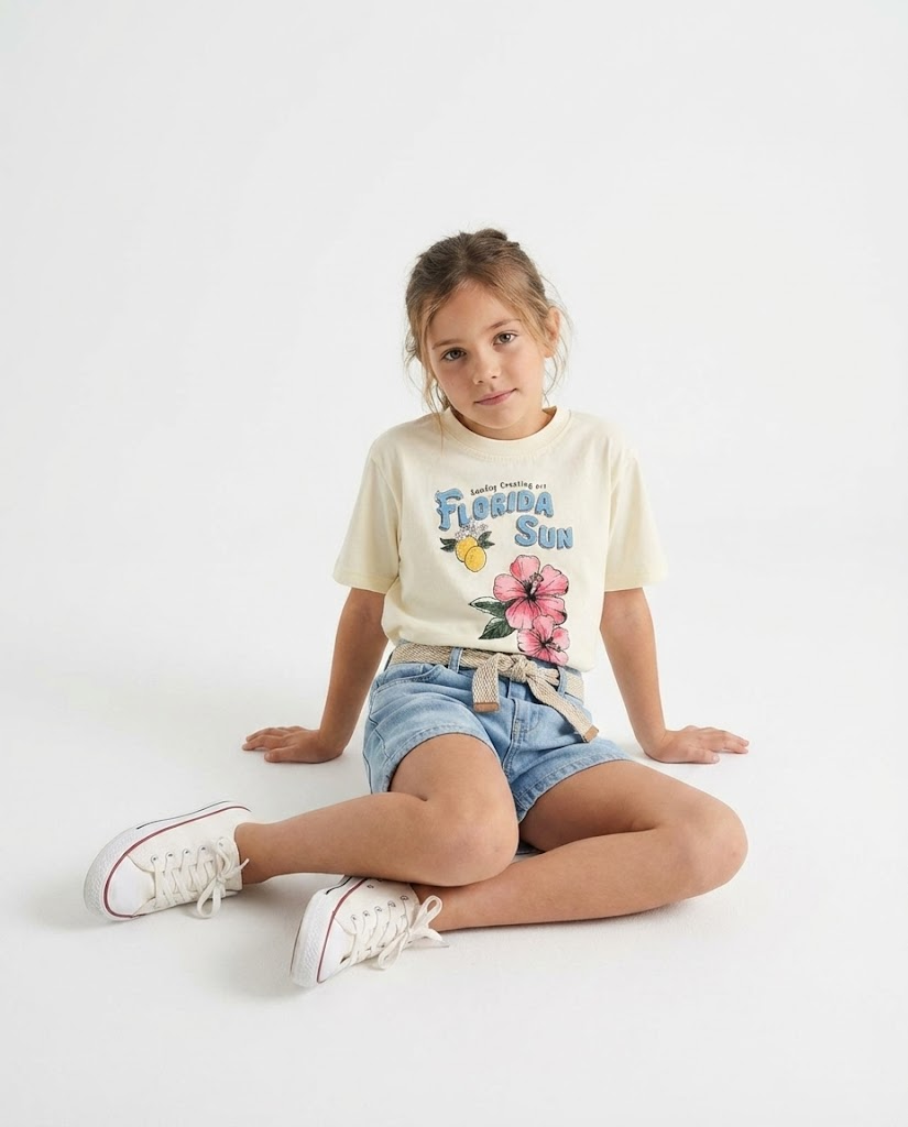Girls Half Sleeves Printed Live Life T-Shirt